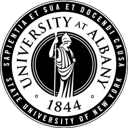 SAPIENTIA SUA ET DOCENDI CAUSA STATE UNIVERSITY OF NEW YORK UNIVERSITY AT ALBANY 1844 logo