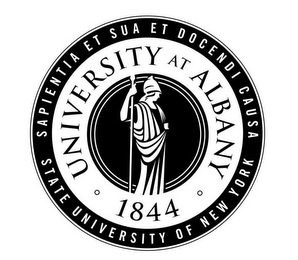 SAPIENTIA SUA ET DOCENDI CAUSA STATE UNIVERSITY OF NEW YORK UNIVERSITY AT ALBANY 1844 logo