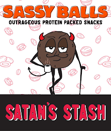 SASSY BALLS OUTRAGEOUS PROTEIN PACKED SNACKS SATAN'S STASH logo