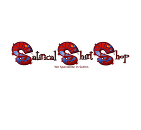 SATIRICAL SHIRT SHOP WE SPECIALIZE IN SATIRE logo