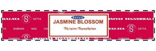 SATYA, JASMINE BLOSSOM, SHRINIVAS SUGANDHALAYA, HALAYA, S, INIVAS, SUGANDHALA, YA, SAIBABA, NAG, CHAMPA, CHA logo