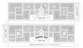 SATYA SUPER HIT SINCE 1964 MADE IN INDIA EXPORT QUALITY SHRINIVAS SUGANDHALAYA P.B. NO. 2318 BANGALORE - 560 023 INDIA logo