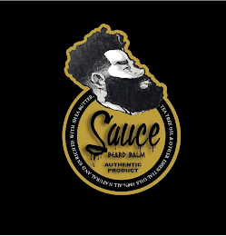 SAUCE BEARD BALM AUTHENTIC PRODUCT TEA TREE OIL & OTHER ESSENTIAL OILS 100% ALL NATURAL AND ENRICHED WITH SHEA BUTTER, logo