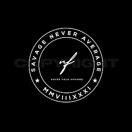 SAVAGE NEVER AVERAGE MMVIIIXXI NEVER FOLD APPAREL NF logo