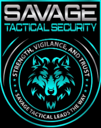 SAVAGE TACTICAL SECURITY STRENGTH, VIGILANCE, AND TRUST SAVAGE TACTICAL LEADS THE WAY logo
