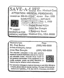 SAVE-A-LIFE MEDICAL CARD logo