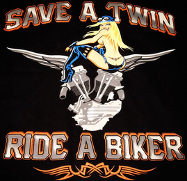 SAVE A TWIN RIDE A BIKER logo