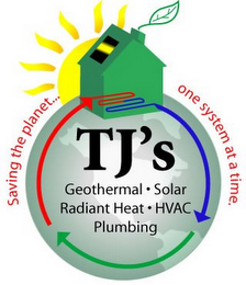 SAVING THE PLANET . . . ONE SYSTEM AT ATIME TJ'S GEOTHERMAL SOLAR RADIANT HEAT HVAC PLUMBING logo