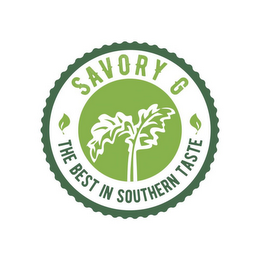SAVORY G THE BEST IN SOUTHERN TASTE logo