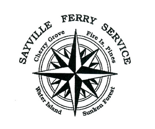 SAYVILLE FERRY SERVICE CHERRY GROVE FIRE IS. PINES SUNKEN FOREST WATER ISLAND logo