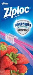 SC JOHNSON A FAMILY COMPANY ZIPLOC BRAND SLIDER BAGS POWER SHIELD TECHNOLOGY UNBEATABLE PROTECTION logo