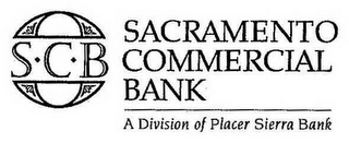 S·C·B· SACRAMENTO COMMERCIAL BANK, A DIVISION OF PLACER SIERRA BANK logo