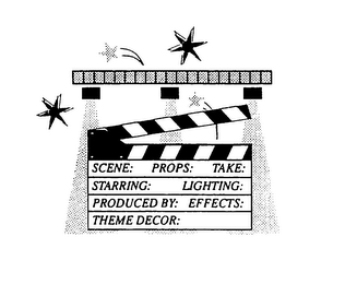 SCENE: PROPS: TAKE: STARRING: LIGHTING: PRODUCED BY: EFFECTS THEME DECOR: logo