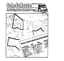 SCHEDUROUTE THE SCHEDULING, ROUTING, AND ACCOUNTING SOFTWARE DESIGNED FOR SERVIC E BUSINESSES. logo