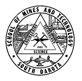 SCHOOL OF MINES AND TECHNOLOGY SOUTH DAKOTA ENGINEERING TECHNOLOGY SCIENCE 1885 logo