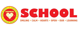 SCHOOL SMILING CALM HEARTS OPEN OUR LEARNING CALM BODY CALM BRAIN CALM HEART logo