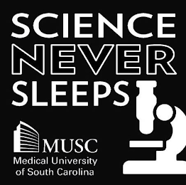 SCIENCE NEVER SLEEPS MUSC MEDICAL UNIVERSITY OF SOUTH CAROLINA logo