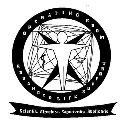 SCIENTIA, STRUCTURA, EXPERIENTIA, APPLICATIO OPERATING ROOM ADVANCED LIFE SUPPORT logo