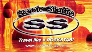SCOOTER SHUTTLE SS TRAVEL LIKE A ROCKSTAR! WWW.SCOOTER SHUTTLE.COM logo