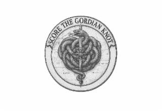 SCORE THE GORDIAN KNOT NS MACE SPART AMMON ORACLE EGYPT ARABIA BABYLONI MED logo