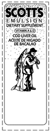 SCOTT'S EMULSION DIETARY SUPPLEMENT VITAMIN A & D COD LIVER OIL ACEITE DE HIGADO DE BACALAO logo