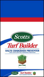 SCOTTS TURF BUILDER WITH HALTS CRABGRASS PREVENTER LAWN FERTIZER AND CRABGRASS PREVENTER logo