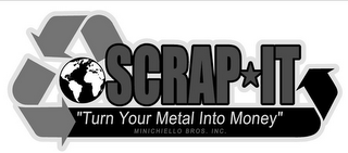 SCRAP IT "TURN YOUR METAL INTO MONEY" MINICHIELLO BROS. INC. logo