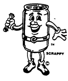 SCRAPPY STYLIZED HUMAN IN THE FORM OF AN ALUMINUM CAN logo