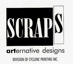 SCRAPS ARTERNATIVE DESIGNS DIVISION OF CYCLONE PRINTING INC. logo