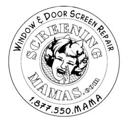 SCREENING MAMAS.COM WINDOW & DOOR SCREEN REPAIR 1.877.550.MAMA logo