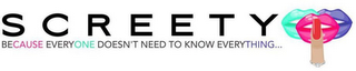 SCREETY BECAUSE EVERYONE DOESN'T NEED TO KNOW EVERYTHING... logo