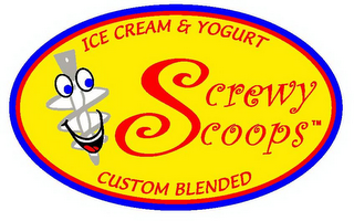 SCREWY SCOOPS ICE CREAM & YOGURT CUSTOM BLENDED logo