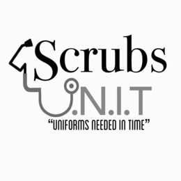 SCRUBS U.N.I.T "UNIFORMS NEEDED IN TIME" logo