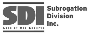 SDI SUBROGATION DIVISION INC. LOSS OF USE EXPERTS logo