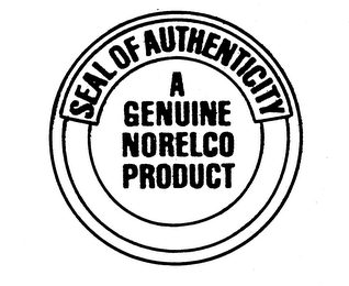 SEAL OF AUTHENTICITY A GENUINE NORELCO PRODUCT logo