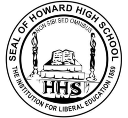 SEAL OF HOWARD HIGH SCHOOL NON SIBI SED OMNIBUS HHS THE INSTITUTION FOR LIBERAL EDUCATION 1869 logo