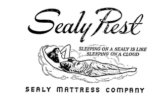 SEALY REST SLEEPING ON A SEALY IS LIKE SLEEPING ON A CLOUD SEALY MATTRESS COMPANY logo