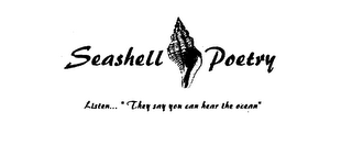 SEASHELL POETRY LISTEN... "THEY SAY YOUCAN HEAR THE OCEAN" logo