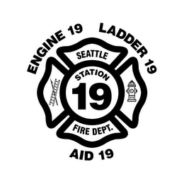 SEATTLE FIRE DEPT. STATION 19 ENGINE 19 LADDER 19 AID 19 logo