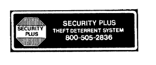 SECURITY PLUS THEFT DETERRENT SYSTEM 800 505 2836 logo