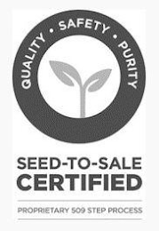 SEED-TO-SALE CERTIFIED QUALITY · SAFETY· PURITY PROPRIETARY 509 STEP PROCESS logo