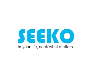 SEEKO IN YOUR LIFE, SEEK WHAT MATTERS. logo