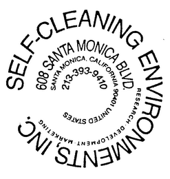 SELF-CLEANING ENVIRONMENTS, INC. RESEARCH DEVELOPMENT MARKETING 608 SANTA MONICA BLVD. SANTA MONICA, CALIFORNIA 90401 UNITED STATES 213-393-9410 logo