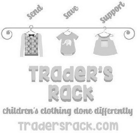 SEND SAVE SUPPORT TRADER'S RACK CHILDREN'S CLOTHING DONE DIFFERENTLY TRADERSRACK.COM logo