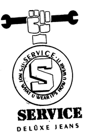 SERVICE DELUXE JEANS S SERVICE IT'S NOT WHAT U WEAR IT'S HOW U WEAR IT logo