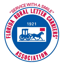 "SERVICE RURAL WITH A SMILE" FLORIDA RURAL LETTER CARRIERS' ASSOCIATION 1921 logo