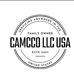 SERVICING ANYWHERE IN THE FAMILY OWNED CAMCCO LLC USA ESTD 2023 UNITED STATES logo