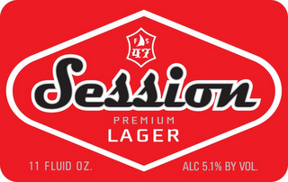 SESSION PREMIUM LAGER FS 47 11 FLUID OZ. ALC 5.1% BY VOL. logo