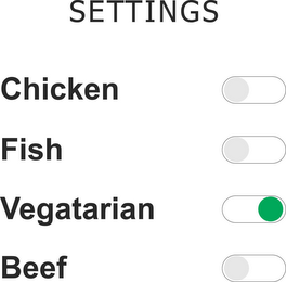 SETTINGS CHICKEN FISH VEGATARIAN BEEF logo