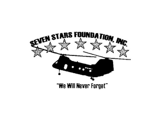 SEVEN STARS FOUNDATION, INC. "WE WILL NEVER FORGET" logo